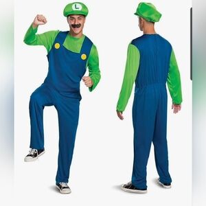 Super Mario Bros Luigi Costume Jumpsuit Size Medium.no Hat